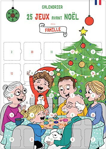 Adventskalender Familie – 25 Familienspiele für Kinder 2 bis 10 Jahre – Adventskalender für Kinder und Familie zum Personalisieren – ohne Schokolade & ohne Gegenstand – Französisch