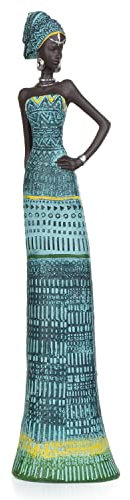 Moritz Deko-Figur Afrikanische Frauen Kunstfigur kulturell blau aus Polyresin Dekorations Idee Standdeko Mensch Statue Skulptur Einheimisch Tradition