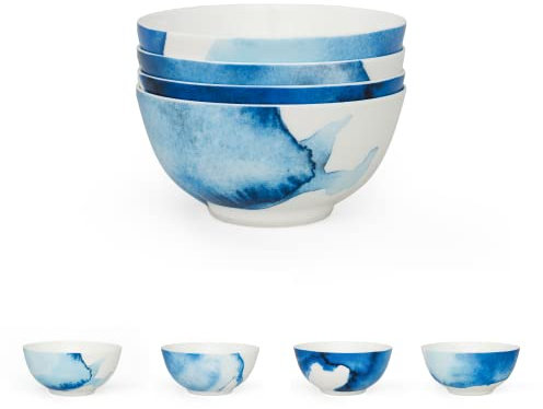 Rick Stein Coves of Cornwall - 4 Piece Cereal Bowl Set - 13cm Diameter - Dining Set Featuring Beautiful Designs of Tableware Inspired by The Land and Seascape of Cornwall