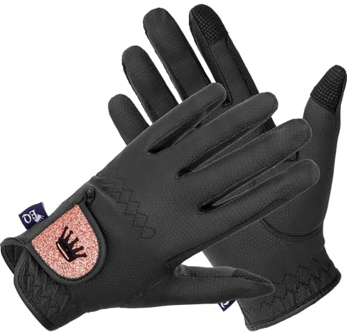 EQUESTRIAN QUEEN - Damen Reithandschuhe mit Touchscreen Kompatibilität, Rutschfestem Grip & Elegantes Design - Perfekt für den Reitsport - für Frauen und Mädchen - Bali