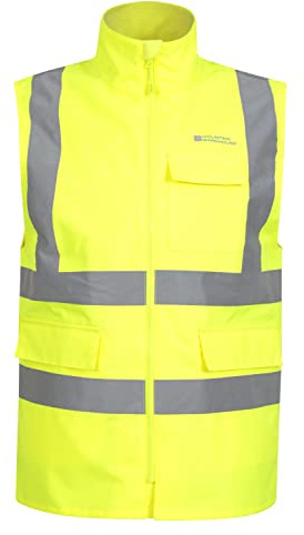 Mountain Warehouse Workwear Waterproof Hi-Vis Gilet - Lightweight Sleeveless Jacket in Iso-Vis Fabric with Front Pockets - Best for Autumn, Winter, Camping & Outdoors