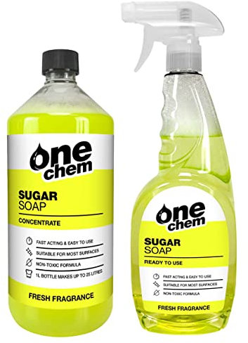 One Chem - Sugar Soap Concentrate1 Litre with 750ml Ready to Use - Cleaning Walls, Grease, Grime, Dirt and Stain Remover, Kitchen Degreaser, Versatile Cleaner