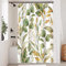 Uiiooazy Rideau Douche Anti Moisissure, Rideau Douche 120x200cm Vert Sauge Feuilles d'eucalyptus Jaune Rideaux de Baignoire Tissu Lavable Imperméable Polyester Rideaux Salle de Bain avec 8 Crochets