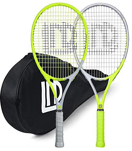 LUNNADE Tennisschläger für Erwachsene, 2 Stück, langlebig, 68,6 cm, gekoppelter Tennisschläger, leicht, vorbespannt und regrip, geeignet für Anfänger bis Fortgeschrittene
