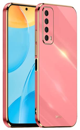 HONLEN Custodia per HUAWEI P Smart 2021 (6.67 Inches), Cover Morbida in Silicone TPU, Design del Telaio Galvanico - Rosso