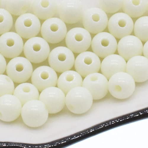 6/8/10/12/14/16/18/20mm White Round Ball Spacer Beads for Jewelry Making DIY Jewelry Accessories-Beige,8mm-100pcs
