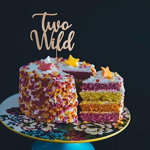 'Two Wild' Holz Kuchen Topper Benutzerdefinierte Name Geburtstag Kuchen Dekoration Verspielte und Skurrile Party Dekor Tier Party Topper Alter 2 Party