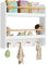 WOLTU Kinder Bücherregal, Wandregal, Kinderregal, Spielzeugregal, Aufbewahrungsregal mit 2 Ablagen 4 Haken, Regal für Bücher Spielzeug, für Kinderzimmer, 60x55x12 cm, Holz, MDF, weiß