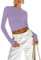 OYIGELZ T-shirt à manches longues pour femme - Classique - Basic - Crop Tops Y2K - Coupe ajustée - Sweat-shirt décontracté - Col rond, lilas, M