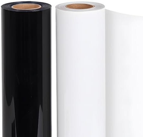 Lya Vinyl 2 Rollen Plotterfolie Textil Weiß & Schwarz 30,5cm × 915cm | Plotterfolie für Textildruck mit Cricut und Cameo | Transferfolie zum Aufbügeln für DIY T-Shirt