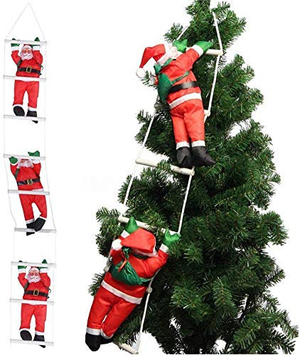 2pcs Weihnachtsbaum Indoor Outdoor Hängendes Ornament - 3 Personen Weihnachtsmann Klettern auf Strickleiter Dekor Weihnachten Weihnachtsfeier Home Tür Wanddekoration