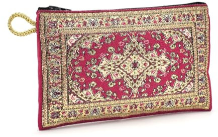 BDM - Türkische Geldbörse mit Blumendruck, Rot, Damen, 15 cm x 10 cm