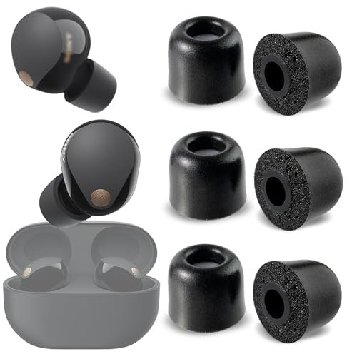sciuU Gommini Auricolari Isolanti dal Rumore [3 Paia] Compatibile con Sony WF-1000XM5, Memory Foam Punte con Filtro Antipolvere Cuscinetti Custodia Auricolari - M