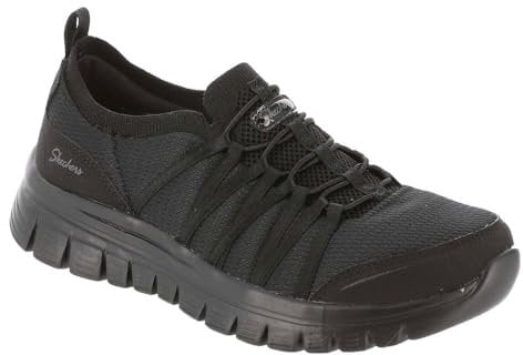 Skechers Women's Graceful Soft Soul Sneaker, Black Mesh/Duraleather, 6 UK
