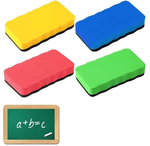 4 PCS Whiteboard Eraser Magnetic With Thick Felt Pad - 4 Colors for Home, Office and Classrooms