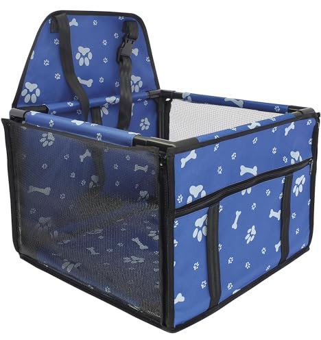S SUMEX Protector de Asiento de Coche para Mascota Asiento de Coche Seguridad para Perros Gatos Estructura Rígida Lavable Tela Oxford Color Azul