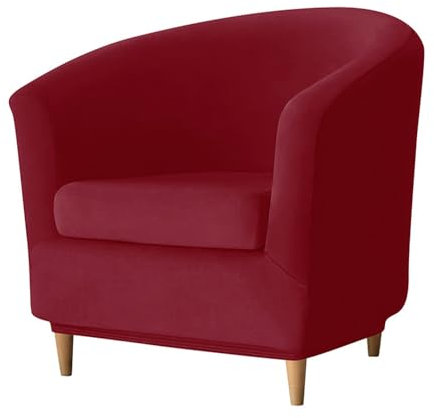 Meigeh Sesselbezug Sesselüberwurf Samt Sesselschoner 2 Stück Sesselhusse für Tullsta Schonbezüge für Cocktailsessel Stretch Weinrot