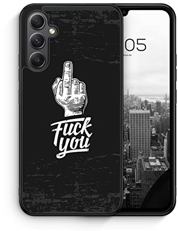 F*ck You Mittelfinger - Silikon Hülle für Samsung Galaxy A15 4G 5G - Spruch Lustige Witzige Humorvolle Komische Spaßige Englische Coole Lässige Freche Gemeine Fiese Schutzhülle Handyhülle Case Cover