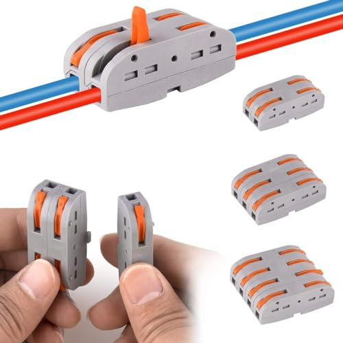 Gruiqrd 50Pcs Compact Wire Connectors, DIY Lever Nut Assortment Conductor Connector One-to-one Quick Terminal Block Wire Push Cable Connector PCT-221
