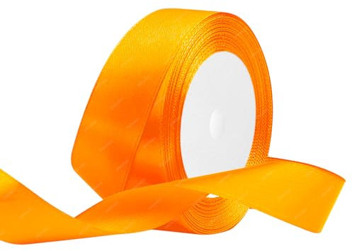 Orange Satinband 25mm x 22 Meters Stoffbänder für Geschenkverpackungen, Blumensträuße, Kunsthandwerk und Hochzeitsdekoration
