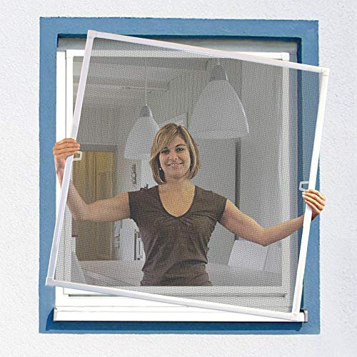 arvioo Fliegengitter Fenster, Insektenschutz Fenster für eine Insektenfreie Zone im Wohnbereich, Fliegengitter Spannrahmen ohne Bohren, Fiberglasgewebe & Alurahmen, Einbautiefe 12 mm (Weiß, 80x100 cm)