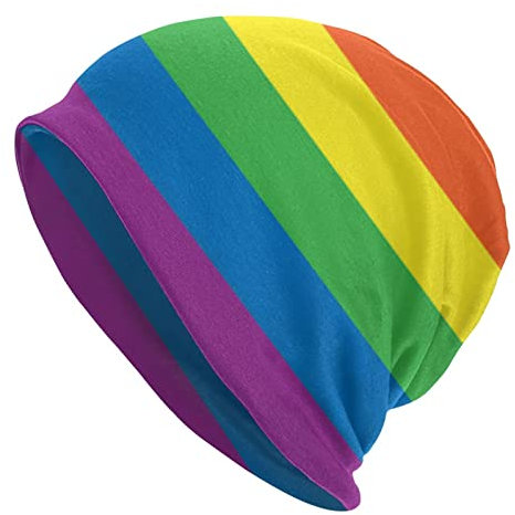 Winter Mütze LGBT-Regenbogen-Pride-Flagge Strickmütze Atmungsaktiv Radmütze Einheitsgröße Mütze Für Motorradfahren, Unisex, Radfahren