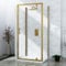 Venice 1000 x 700mm Brushed Brass 3-Sided Pivot Door Shower Enclosure Rectangular with Side Panels 6mm Safety Tempered Glass Screen