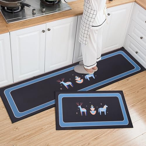Freiesoldaten 2 Piezas Juegos de Tapetes de Cocina Antideslizante Alfombra de Cocina Lavable Cocina Pasillo Dormitorio Alfombrilla, 40x60cm + 40x120cm