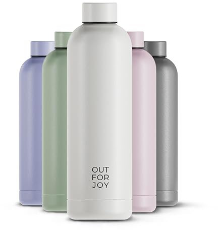 OUT FOR JOY Gourde en acier inoxydable - 750 ml - Anti-fuite - Convient pour les boissons gazeuses - Sans BPA - Bouteille isotherme, chaude 12 h et froide 24 h - Pour le sport, l'extérieur, l'école