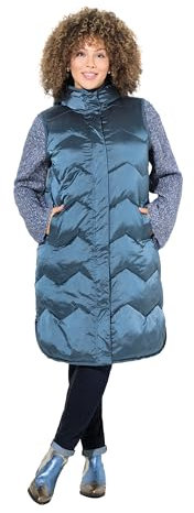 Ulla Popken Damen große Größen Übergrößen Plus Size HYPRAR Funktions-Steppweste, Kapuze, Stehkragen, recycelt petrol 58+ 833756744-58+