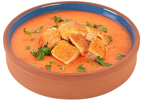 Restaurantware-Terra Tek 15.2 Ounce Terracotta Cazuelas, 2 Blue Glazed Clay Pots For Cooking - Oven-Ready, Microwavable, Terracotta Serving Pots, Dishwashable, For Cooking And Serving