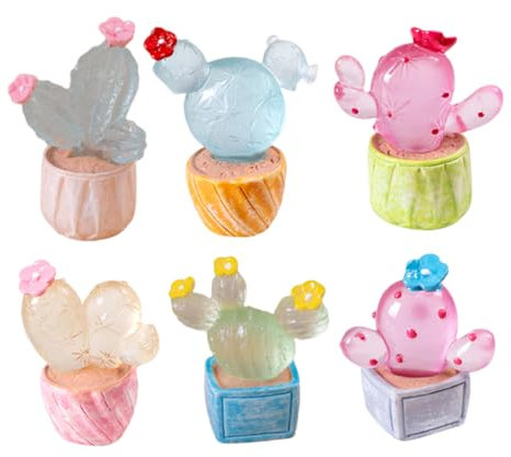 DRESSOOS 6 Stück Mikro Landschafts Kaktus Mini Pflanzen Mini Kaktus Mini Kaktus Miniatur Hauszubehör Mikro Landschaftsbau Mini Kaktus Figuren Mini