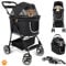 MY DUQUE – Modell CECE 2 in 1 Hundebuggy und Transportbox für Hunde | Faltbare Hundebox mit Extrakorb für Einkäufe oder Tierbedarf | Nutzung als Hundewagen oder sicherer Tragekorb – Schwarz-Melange