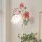meibeileil Vintage Blumen Wandlampe,Metall Wandleuchte Innen Mit Floralem Glaslampenschirm,Retro Wandleuchten FüR Schlafzimmer Flur treppenhaus Gang Art Deco,E27,40X40Cm Rechts
