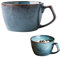 Kaffeetasse Groß, 650 ml Tasse Groß, Keramik Suppenschüssel mit Henkel, Kaffeebecher, Müslischalen Salat Schale mit Henkel, XXL Cappuccino Tassen, Ramen Schüssel (Blau)