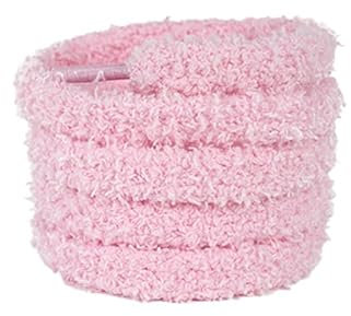 WANYI Lacet Fluffy 2 Paires 1CM de Largeur Lacets Chaussures des Lacets Peluche 100CM Fluffy Laces de Rechange pour Baskets, Sneakers, Chaussures(Rose)