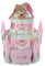 Große Windeltorte Windelschloss, 3-stöckig | Spieluhr Teddybär rosa + personalisierbar mit Name | Prinzessin-Edition mit Teddybär und Lätzchen, Baby Geschenkset