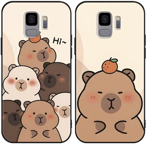 Yimctoie [2 Stück Anime Handyhülle für Samsung Galaxy S9 5.8 Hülle, Schutzhülle mit Aesthetic Capybara Muster Cover Niedlich Cartoon Weich TPU Silikon Stoßfest Kratzfest Case, Funny