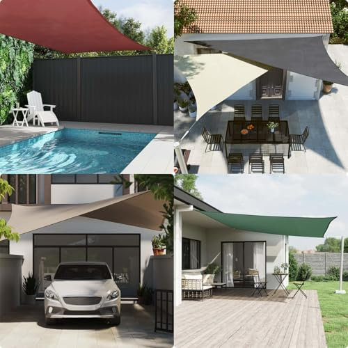 Tidyard Voile de Parasol Tissu Oxford Triangulaire 6x6x6 m Beige, Ombrage Auvent Protection Rayons UV, Filet Dombrage pour Patio, Jardin, Terrasse, Extérieur, Balcon, Camping