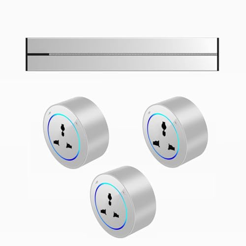 Prise murale amovible – Nombre de prises réglable, puissance 32 A, 8 000 W, pour la maison, le bureau ou la cuisine (longueur 40-100 cm),Silver-60CM