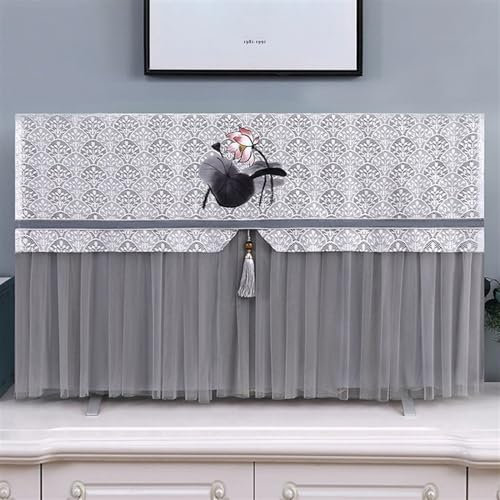 SQOYEI Luxe Léger TV Housse Anti-Poussière Rabat Avant Enroulable, Doux Dentelle Housse écran TV 32-85 Pouces, Salon LED LCD Housse de Protection pour TV Durable(Gray,85 inch)