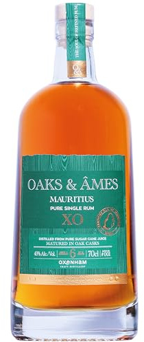 Oaks & Âmes XO Rum 70 cl – Aged 6 Years in Sweet Wine, Cognac, Bourbon & Oak Casks – Dry, Complex Mauritian Agricole Rum – 43% ABV