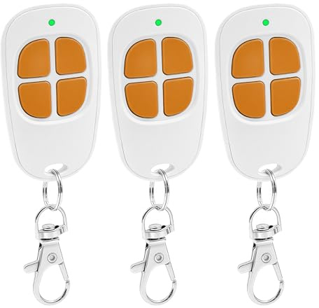Lot de 3 AAM0094 Télécommande Portail Garage 4 Canaux, 433.92MHz Compatible SCS Motorisation Portail et Porte de Garage(orange)
