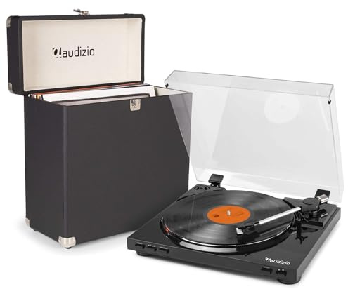 Audizio RP310 Plattenspieler Set mit Plattenkoffer – Vollautomatischer Schallplattenspieler Schwarz – Vinyl Record Player mit Vorverstärker & USB Digitalisierung – Turntable mit Auto-Return