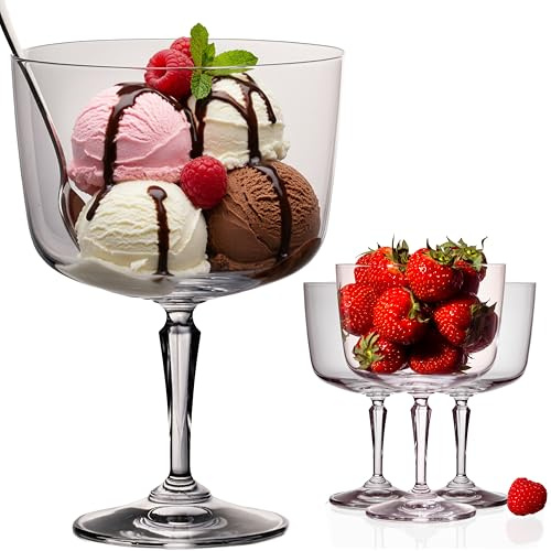IMPERIAL glass Lot de 4 coupes à dessert sur pied - En verre Crystalline - Passe au lave-vaisselle - Série Rio