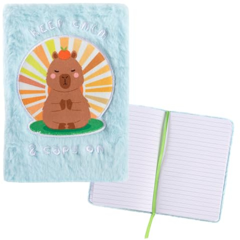 Idena 11559 - Notizbuch Fluffy Capybara, 13 x 18 cm, liniert, 64 Blatt 80 g/m² in Weiß, mit Leseband und Plüscheinband