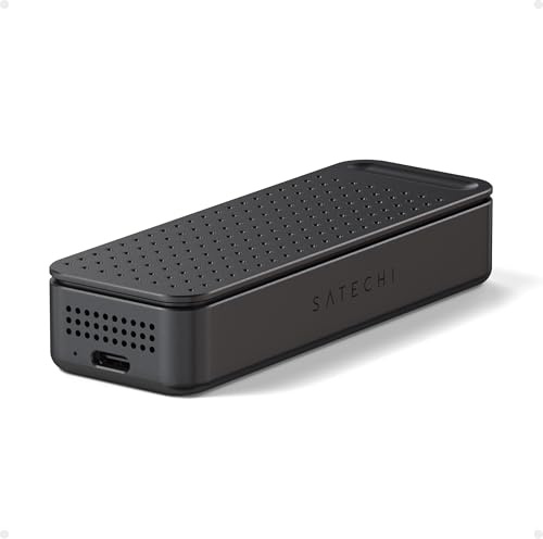 SATECHI DotDisk™ 80Gbps M.2 NVMe SSD Enclosure, High-Speed Aluminium Enclosure with Ultra-Fast Data Transfer, Active Cooling Design for Modern Workspaces, Space Black