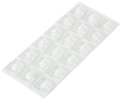 haggiy Elastikpuffer selbstklebend - quadratisch 20,5x20,5 mm, Höhe: 7,5 mm, transp. (18 Stück)