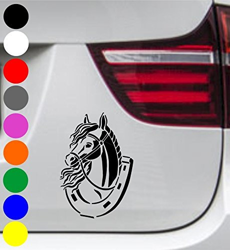 wDesigns Autoaufkleber Pferd Pony Hufeisen Tuning Aufkleber Sticker Decal 14x10cm