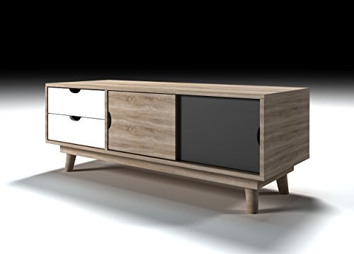 LPD Scandi Oak Coloured Livingroom Range - Tables, Sideboard, Desk - White or Grey#Grey Tv Unit